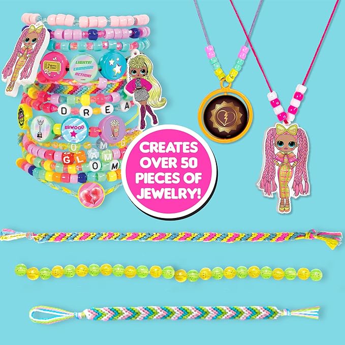 L.O.L. Surprise! O.M.G. Double Feature Ultimate Jewelry Studio, Over 2500 Beads, Create 50+ Pieces of Jewelry Doll Charms, Alphabet Beads & Stickers, Bead Kit for Kids Ages 6, 7, 8, 9