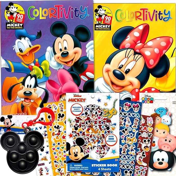 Classic Disney Disney Mickey and Minnie Mouse Activity Coloring Books Bundle with Stickers for Kids