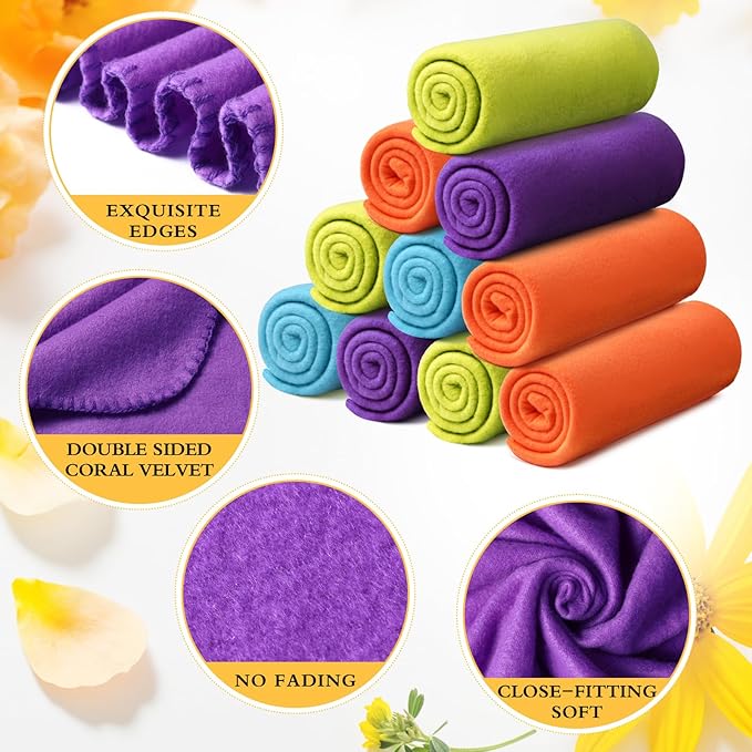 Kinlop Fleece Blanket Bulk 60 x 50 Inch Soft Lightweight Fleece Cozy Blanket Warm Throw Plush Pet Throw for Bed Couch Sofa Home Office Wedding Gifts Travel Camping(Bright Color,40 Packs)