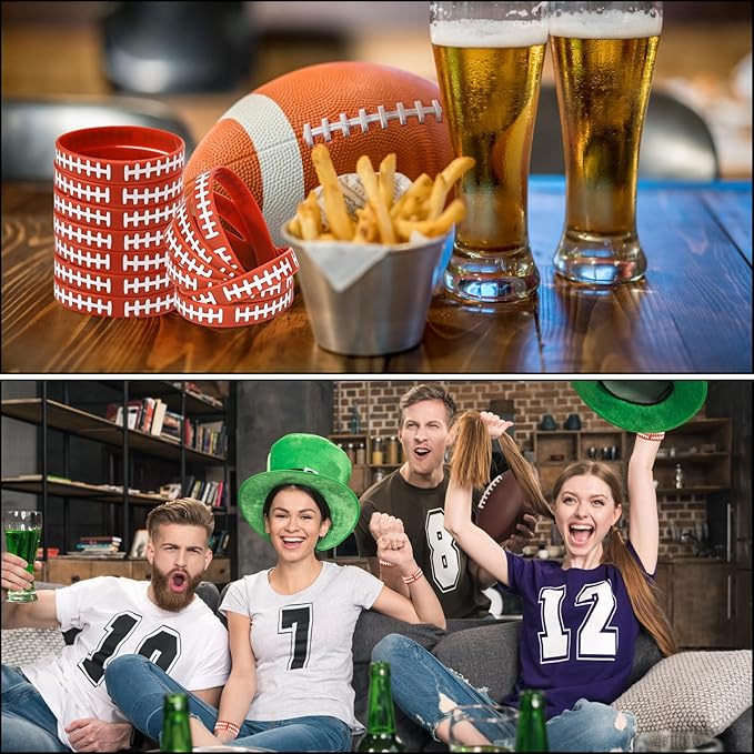 36pcs Football Bracelets, Silicone Football Theme Bracelets Soft Stretch Sports Wristbands Party Favors for Boys Football Team Birthday Game Event