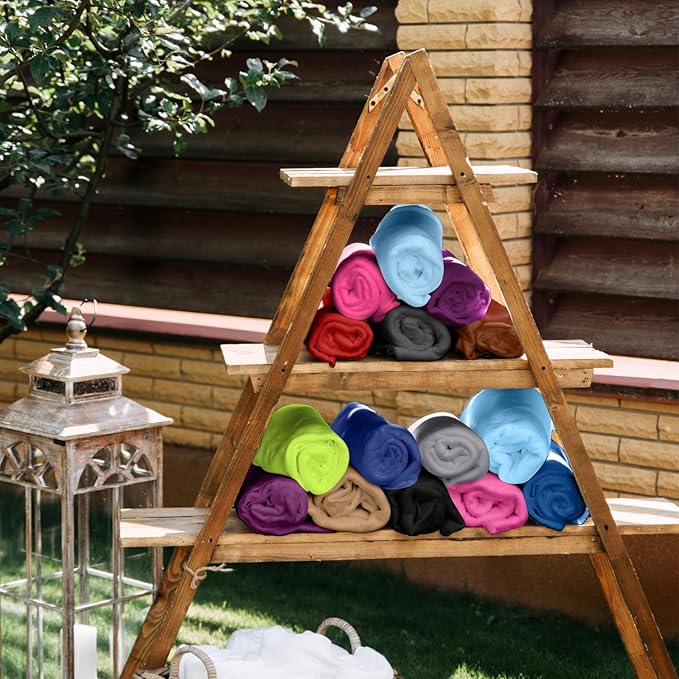 Kinlop Fleece Blanket Bulk 60 x 50 Inch Soft Lightweight Fleece Cozy Blanket Warm Throw Plush Pet Throw for Bed Couch Sofa Home Office Wedding Gifts Travel Camping(Chic Color,60 Packs)