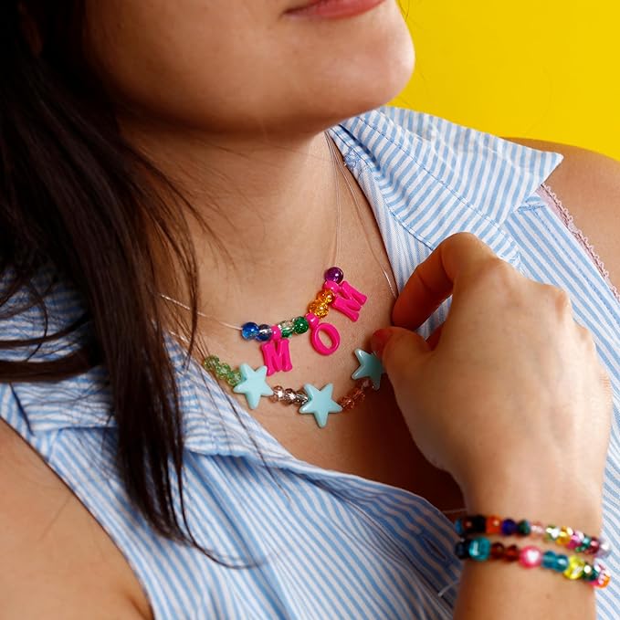 Incraftables Crackle Glass Beads 1100pcs 24 Colors. Crystal Beads for Jewelry Making Kit (6mm) for Bracelets Making for Kids & Adults with Elastic String & Organizer.