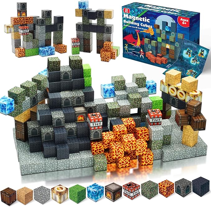 Magnetic Blocks - Build Magnetic Dark Castle Set - Magnetic Toys for Montessori Toddler Christmas Birthday Gifts - STEM Sensory Toys for 3 4 5 6 7 8 9 10 Year Old Boys & Girls