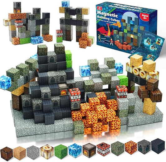 Magnetic Blocks - Build Magnetic Dark Castle Set - Magnetic Toys for Montessori Toddler Christmas Birthday Gifts - STEM Sensory Toys for 3 4 5 6 7 8 9 10 Year Old Boys & Girls