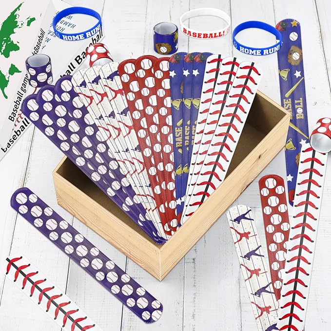 40 Pieces Baseball Party Favors, Baseball Silicone Wristbands Baseball Sports Bracelets for Baseball Game Day Teens Birthday Baseball Theme Party Baseball Team Awards Presents