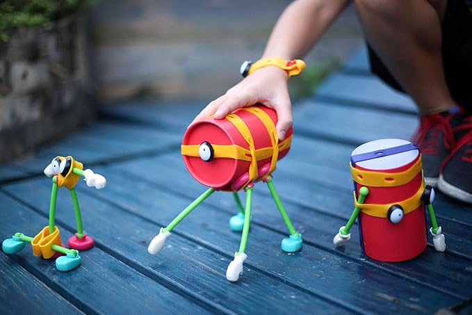 Open-Ended Educational Construction Arts and Crafts Building Toy Kit DIY Imaginative Recycling Toy-Making kit for Kids of All Ages Basic 32 Pcs Set