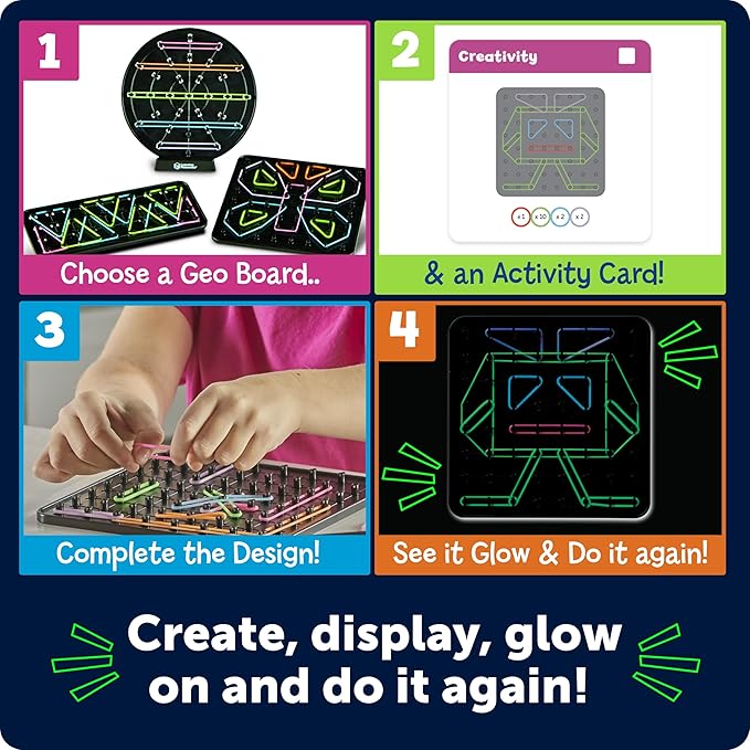 Learning Resources STEM Explorers Geo-Glow Art Kit - STEM Toys for Kids, Glow in The Dark Toys, STEM Classroom Must Haves, Gift for Kids Ages 5+