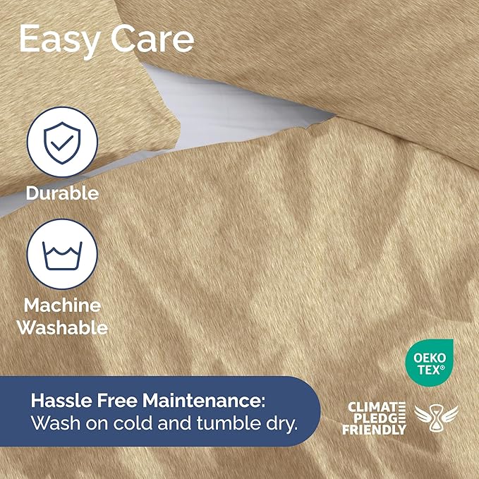 CGK Unlimited Duvet Cover Cal King Size Set - Extra Soft Cal King Size Duvet Cover 104 x 98 with 2 Pillow Shams - Hotel Quality w/Zipper Closures & Ties - Bedding and Bed Linens Set (Heathered Tan)