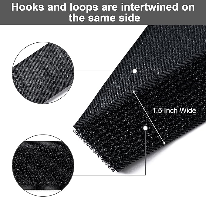 1.5" x16Ft Hook and Loop Straps Cinch Straps Heavy Duty with 16 Metal Buckles, Adjustable Fastening Cable Straps, Free Cut Length, Reusable Nylon Cable Ties for Organizer or Storage