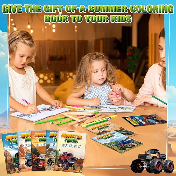 72 Pcs Truck Coloring Book Coloring Books Bulk, DIY Coloring Book for Adult Stress Relief Drawing Book with Train Truck Car for Party Favors Goodie Bag Filler Gifts