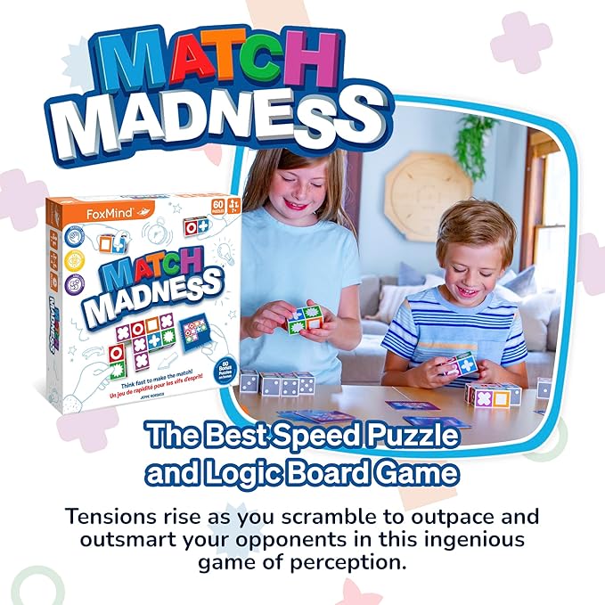 Foxmind Match Madness Board Game, Dual Mode Visual Recognition Matching Board Game, Fast Paced Puzzle Game to Develop Problem Solving Skills, Fun Board Games for Adults and Family