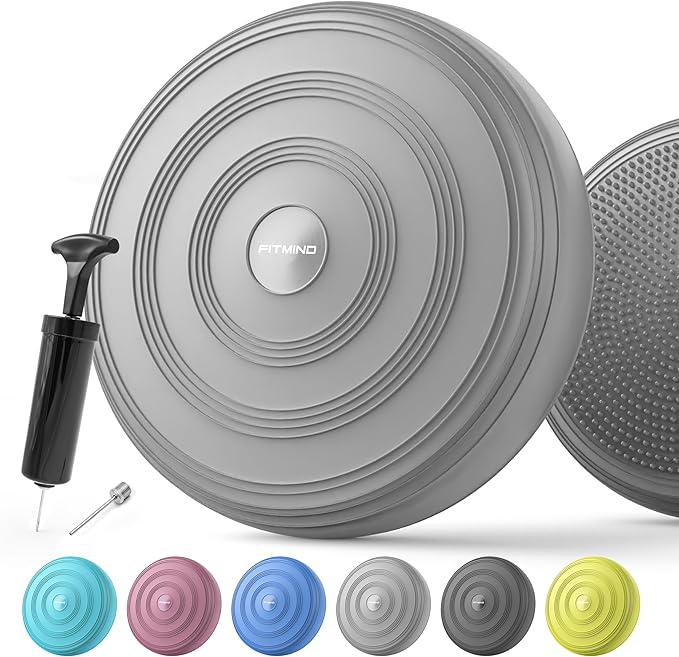 Inflated Wobble Cushion,Circular Non-slip Texture for Comfortable Sitting,Extra Thick Dyna Disc with Pump for Core Strength,Wiggle Seat to Improve Posture,Fitness,660lb Load Capacity