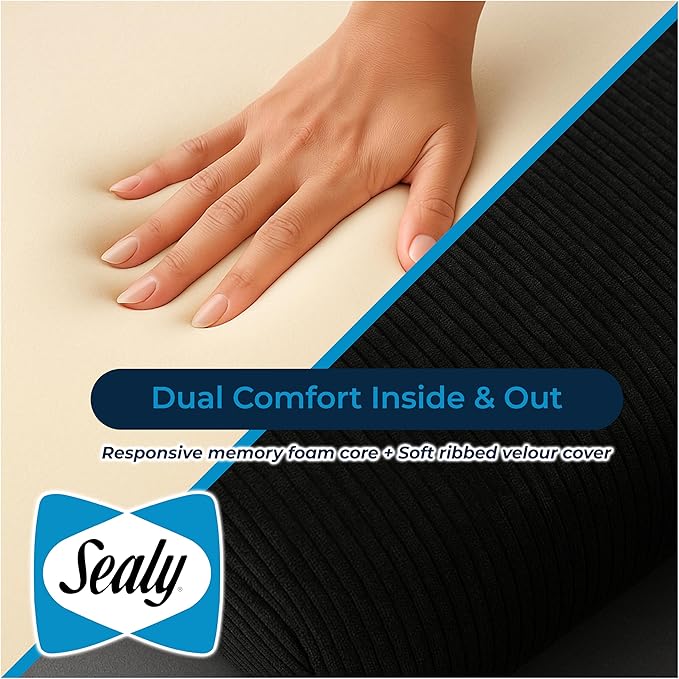 Sealy Lumbar Support Pillow for Office Chair and Car Seat - Memory Foam Lumbar Pillow & Back Brace Support Posture Corrector, Lower Back Pain Relief