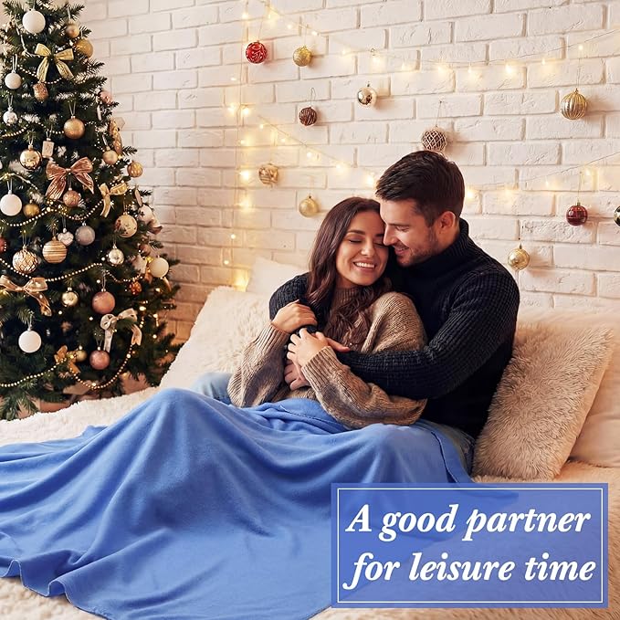 Buryeah 10 Pcs Fleece Blanket Bulk Soft Warm Blankets Cozy Fleece Lightweight Throw Blankets Plush Pet Throw Blanket for Home Bed Sofa Office Wedding Gifts Travel(50" X 60",Bright Blue)