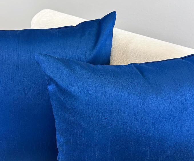 Aiking Home 26x26 Inches Faux Silk Square European Shams, Zipper Closure, Royal (Set of 2)