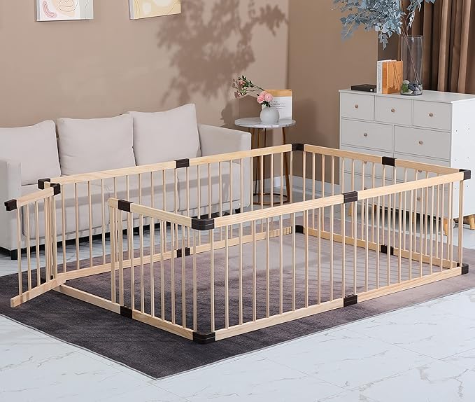 Baby Playpen,Playpen for Babies and Toddlers, Wooden Baby Playpen,79x71, Baby Play Pen,Baby Play Fence,Baby Play Yards,Baby Activity Center (180x200CM)