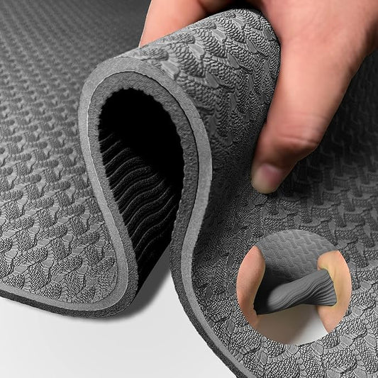 Yoga Mat 1/3" (8mm) Thick Non-Slip, Women Men Fitness & Exercise Mat, 72"Lx24"W Eco-Friendly TPE Workout Mat with Carrying Strap for Yoga, Pilates, Home Gym, Floor Exercises