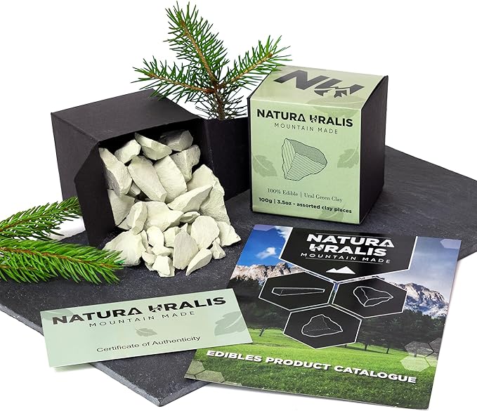 Ural Green Clay | 3.5oz of Natural Green Clay, Pastel to Verdant Green - Amazing Crunch, Satisfying Earthy, Velvety and Firm Texture, ASMR Sensation