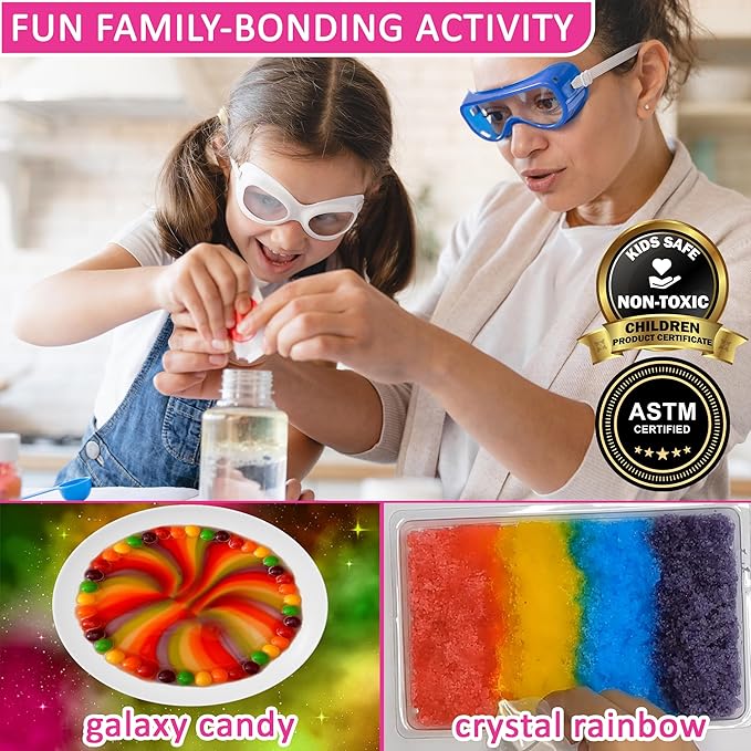 Jim&Gloria Girls Science Kits for Kids 5 7 8 12 Year Old Birthday Gift Ideas, Learning Educational Toy, Stem Toys Chemistry Experiments, DIY Volcano Project Set, Easter Gifts for Kids
