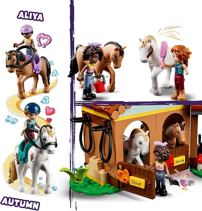 Lego Friends Autumn’s Horse Stable 41745 Building Toy, Role-Play Fun for Kids Ages 7+, with 2 Mini-Dolls and 2 Horses, Carriage and Riding Accessories, A Gift Birthday Gift for Kids Who Love Horses