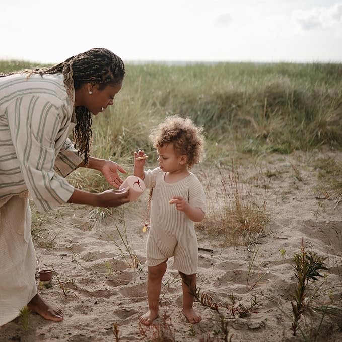 mushie Silicone Snack Cup | Spill Proof Food Container for Toddler and Baby (Powder Pink Confetti)
