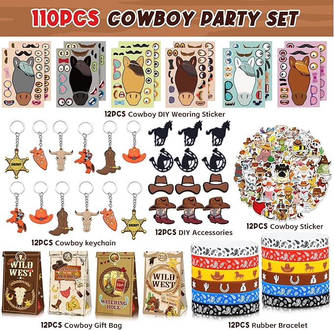 Cowboy My First Rodeo Party Favors, Horses Themed Party Bags for Kids Birthday Party Decorations