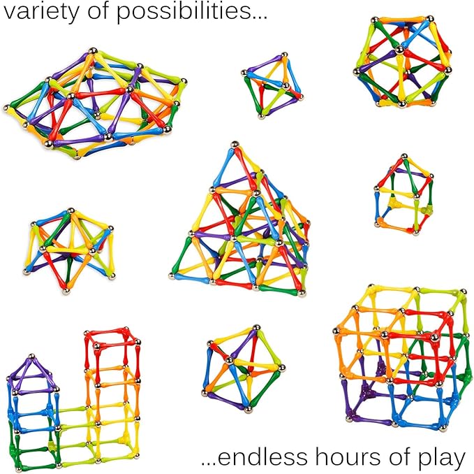 Goobi Magnetic Building Sticks Blocks Toys Magnet Construction Set Tiles Toy Montessori STEM Educational Toys for Ages 3 4 5 6 7 8 Kids (110 Pcs, 110, Pieces)