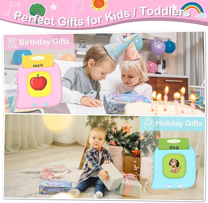 Girls Birthday Gift, Toddler Toys for 1 2 3 4 5 Year Old Girls Gift Idea, 224 Sight Words Talking Flash Cards, Montessori Learning toys, Educational Sensory Toys for Autism, Pocket Speech Theraphy Toy