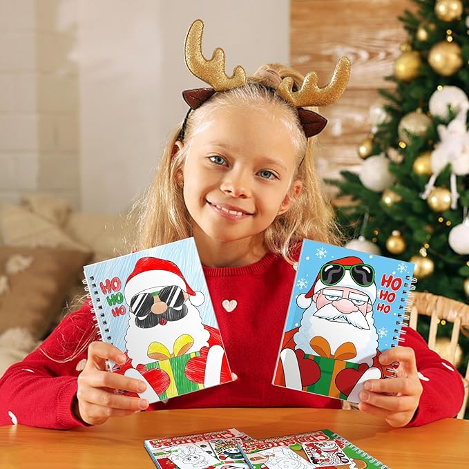 Christmas Sticker Coloring Books 3-Pack,Christmas Toys Activity Pad for Kids Toddlers Ages 2-8(30 Scenes)