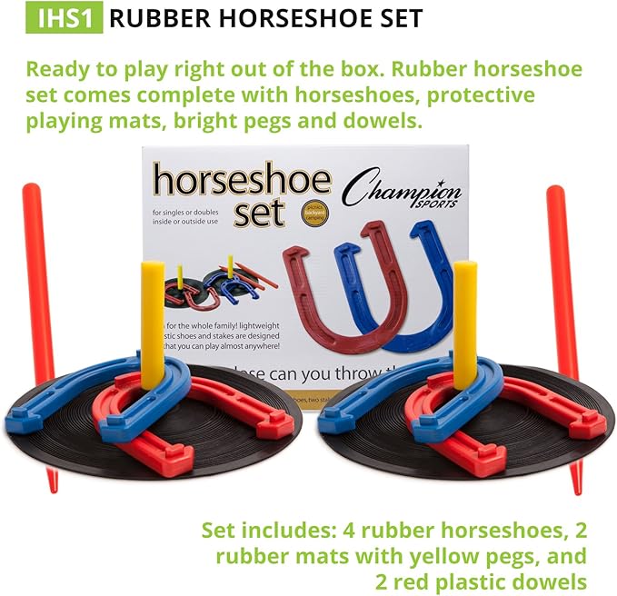 Champion Sports Indoor/Outdoor Horseshoe Set Red