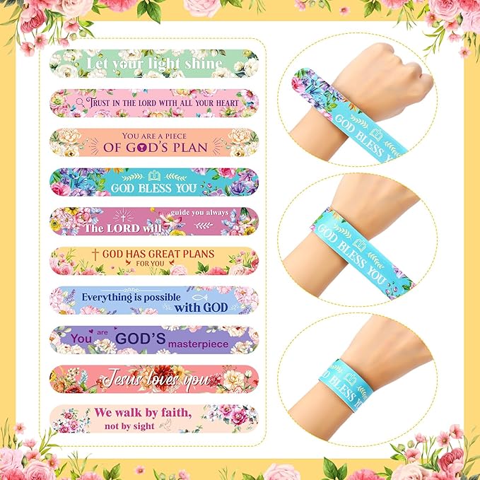 40 Pcs Bible Verses Religious Christian Slap Bracelets for Kids Jesus Love You Wristbands Inspirational Motivational Christian Slap Bracelets Sunday School Supplies He Is Risen Easter (Novel)