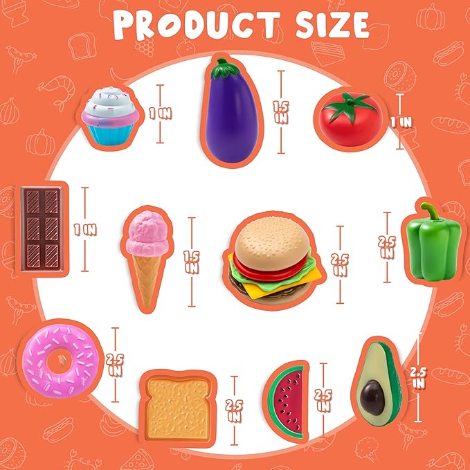Joyin 50 Piece Set of Kitchen Toys, Dinnerware, Dummy Fruits, Vegetables, Plastic Accessories for Children Educational Learning Toy, Role Play Gift