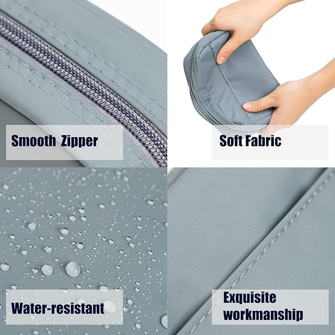 Hekyip Rectangular Cosmetic Beauty Bag for Purse Travel Handy Makeup Pouch for Women Girls (Rectangular Grayish Blue)