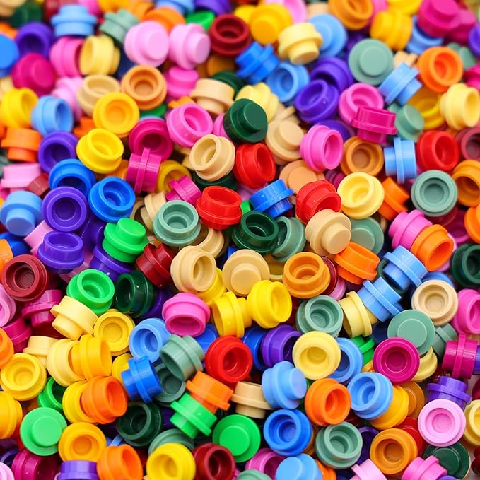 WYSWYG 1040 PCS Round Dots Building Bricks- 18 Colors Mosaic & Custom Pixel Art Blocks - Transparent Pieces, Studs & Bulk for MOC Accessories Kit, Compatible with Legos Plates