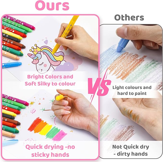 DreamCandy Twist Crayons for Toddlers,24 Colors Non Toxic Washable Crayons for Kids,Art Supplies Drawing Coloring Crayon Set,Gift for Boys and Girls,Back to School,Stocking Stuffers