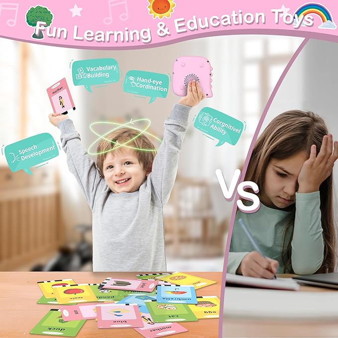Pocket Speech for Toddlers, Talking Flash Cards for Toddlers with 510 Words, Educational Toys for 2 3 4 5 Year Old, Autism Sensory Toys, Educational Montessori Toys for Kids, Birthday Gifts for Girl