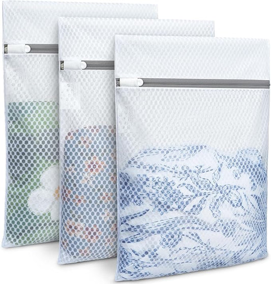 BAGAIL Laundry Bags Mesh Wash Bag for Intimates Lingerie and Delicates,3Pcs(Honeycomb,3L)