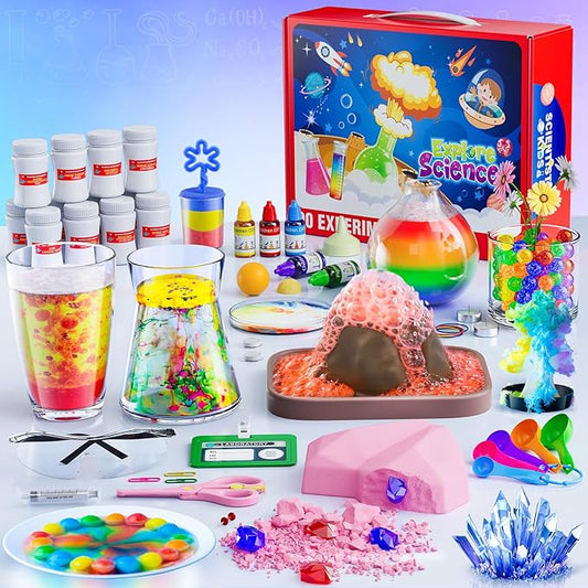 90 Lab Experiments Science Kit for Kids, STEM Activities Educational Scientist Toys Gifts for Age 6-12 Year Old Boys Girls, Chemistry and Physics Set Toys, Volcano Eruption