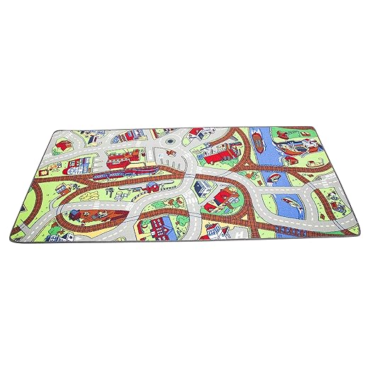Learning Carpets Ridethe TrainPlay Carpet, 79” by 36” –Themed Carpet Develops Imagination –Skid-Proof Gel Backing –Durable -Self-Contained Play Mat for Hours of Fun –Indoor/Outdoor Use
