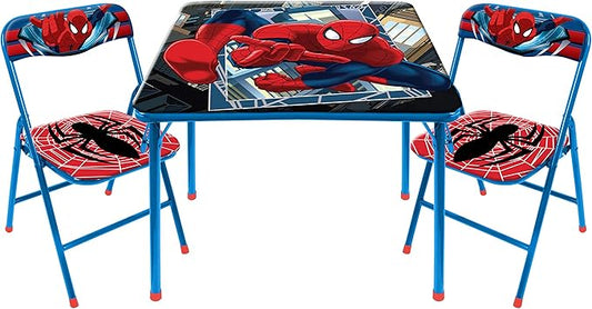 Idea Nuova Marvel Spiderman 3 Piece Children's Activity Square Table and Chair Set, Ages 3+ (NN201039)