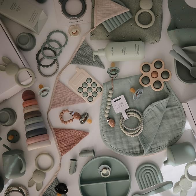 mushie Silicone Suction Plate | BPA-Free Non-Slip Design (Cambridge Blue)