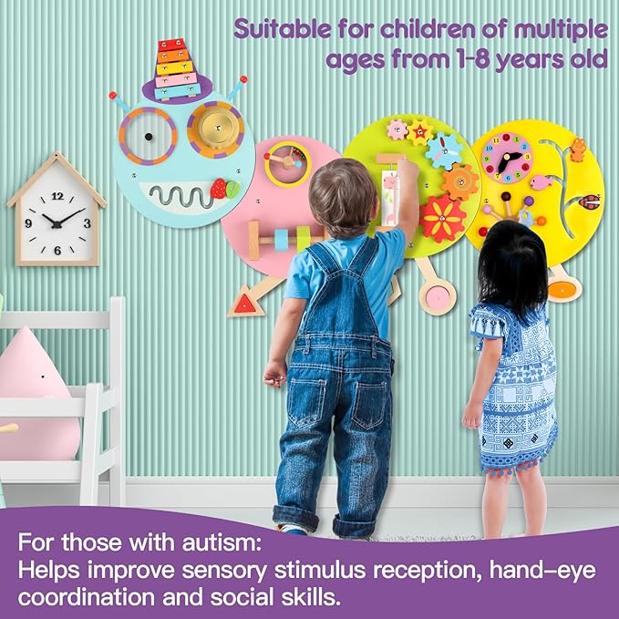 Activity Wall Busy Board: Montessori Sensory Wall Panles Caterpillar Learning Activity Panels - Wall Toys for Toddler Playroom Daycare