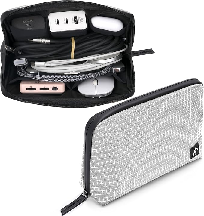 SIMTOP Cord Organizer Travel Small Tech Bag Pouch Case for Cords, Charger, Hard Drive, Power Bank – Water-Resistant Electronics Organizer, Small Portable Gadget Case for Travel