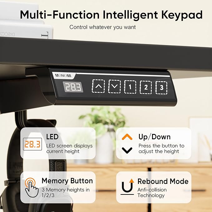 Monomi Electric Standing Desk, 79 x 31.5 inches Height Adjustable, Ergonomic Home Office Sit Stand Up Desk with Memory Preset Controller (Black Top/Black Frame)