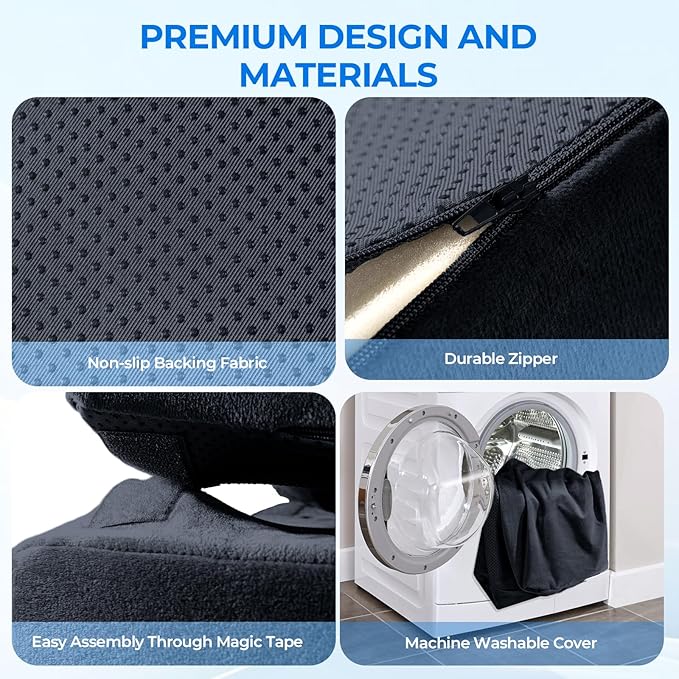 3-Level Adjustable Foot Rest for Under Desk at Work, Ergonomic High-Density Foam Footstool with Crystal Velvet Washable Cover for Office/Home/Game (Black, 17x11.2x17 Inch)