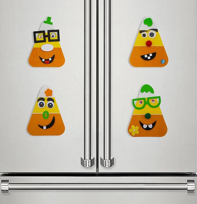 4E's Novelty Halloween Crafts for Kids (12 Pack) Goofy Candy Corn Magnet Foam Craft Kit - Bulk Fall Arts and Crafts for Toddlers & Kids, Halloween Activities for Kids Party