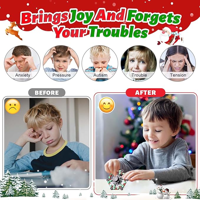 Fidget Spinners for Kids and Adults Christmas Fidget Toys Gifts, Stress Relief Sensory Toys for Boys and Girls Fingertip Gyros for ADHD Autism for Kids Birthday Gifts (Fidget Toy- Red)