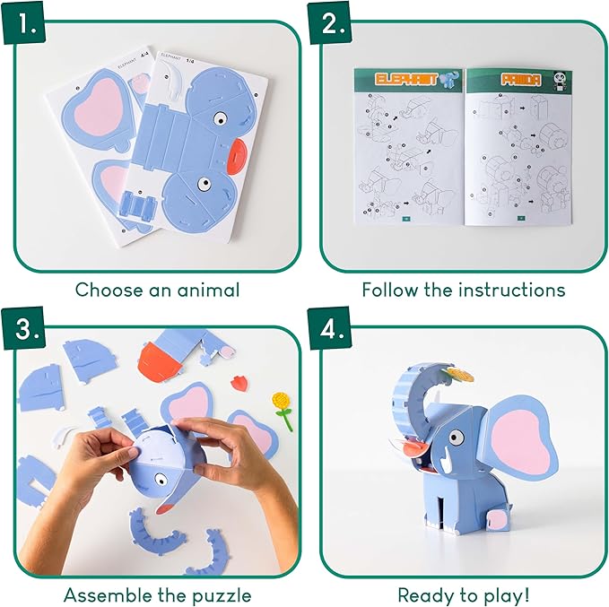 3D Puzzles for Kids Toys Pack 8 - BONNYCO | 3D Puzzle for Kids of Jungle Animals, Educational Girl and Boy Toys, Gifts for Kids, Birthday Gifts for Boys | Kid Toys, 3-D Puzzles, 3D Jigsaw, Christmas