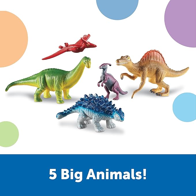 Learning Resources Jumbo Dinosaurs Expanded Set - 5 Pieces, Ages 3+, Dinosaurs for Toddlers, Dinosaurs Action Figure Toys, Kids' Play Dinosaur, Dinosaur toys for kids