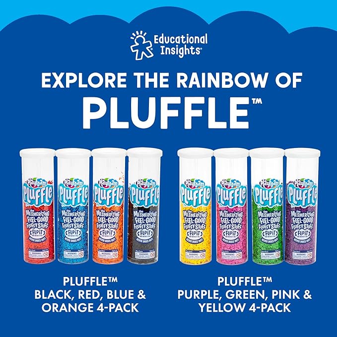 Educational Insights Playfoam Pluffle for Sensory Bins 4-Pack - Red, Pink, Blue & Purple Sensory Bin Filler for Sensory Table, Great for Sensory Play
